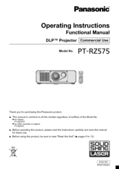 Panasonic PT-RZ575 Operating	 Instruction