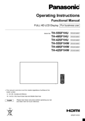 Panasonic TH-42SF1HW Operating Instructions Manual