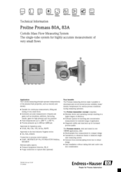 Endress+Hauser Proline Promass 83A Technical Information