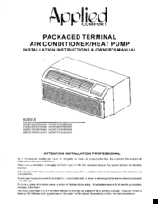 Applied Comfort I42HC15K50E7A70 Installation Instructions And Owner's Manual