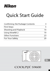 Nikon COOLPIX S9600 Quick Start Manual