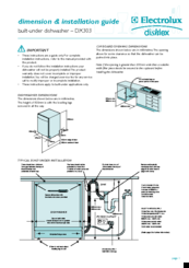 Electrolux dishlex DX303 Dimension & Installation Manual