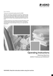 Asko Professional WMC64P Operating Instructions Manual