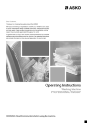 ASKO PROFESSIONAL WMC84P Operating Instructions Manual