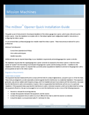 Mission Machines miDoor Quick Installation Manual