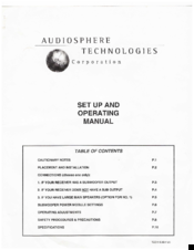 Audiosphere TECH-SUBA120 Set Up And Operating Manual