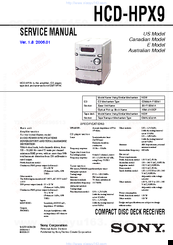Sony HCD-HPX9 - Hi Fi Components Service Manual