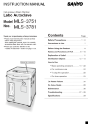 Sanyo MLS-3781 Instruction Manual