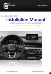 Car Solutions QHI-LVTX-AUDI16 (Q7) Installation Manual
