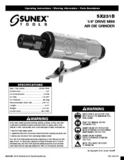 Sunex SX231B Operating Instructions Manual
