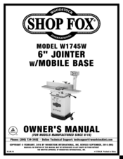 Shop fox W1745W Owner's Manual