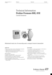 Endress+Hauser Proline Promass 83E Technical Information