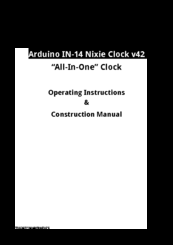 Arduino IN-14 Nixie Operating Instructions Manual