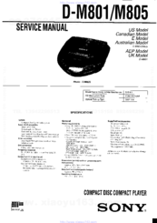 Sony Car Discman D-M805 Service Manual