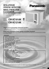 Panasonic CW-XC101AK Installation And Operation Manual