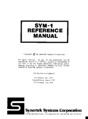 Synertek Systems SYM-1 Reference Manual