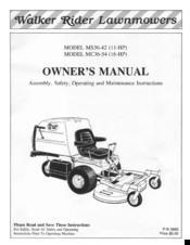 Walker Rider Lawnmowers MS36-54 Owner's Manual