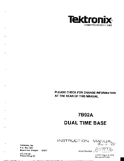 Tektronix 7B92A Instruction Manual
