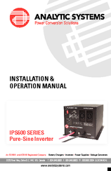 Analytic Systems IPS600 SERIES Installation & Operation Manual