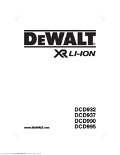 DeWalt XR Li-ION DCD990 Original Instructions Manual