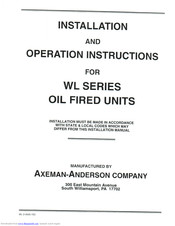 Axeman-Anderson WL series Installation And Operation Instructions Manual