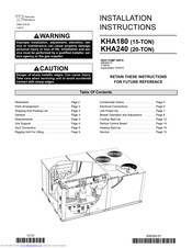 Lennox KHA180 Installation Instructions Manual