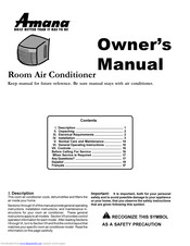 Amana AAC101SRA Service Owner's Manual