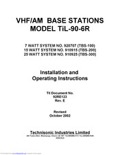 Technisonic Industries Limited TiL-90-6R Installation And Operating Instructions Manual