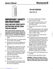 Honeywell HFD100 - Tower Air Purifier Instructions Manual