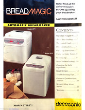 Deco Sonic Bread Wizard 570 Bread Maker Machine Instruction Manual & Recipes 