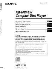 Sony CDX-MP30 Operating	 Instruction