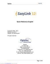 Optelec EasyLink12 Quick Reference Manual