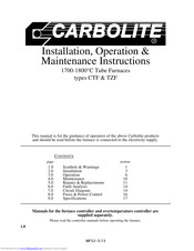 Carbolite TZF Installation, Operation & Maintenance Instructions Manual