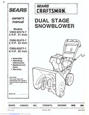 Craftsman C950-52474-7 4 H.P. 21 Inch Owner's Manual