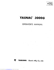 YASKAWA YASNAC 3000G Operator's Manual