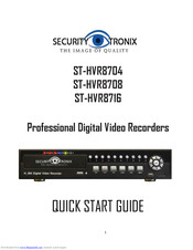 Security Tronix ST-HVR8708 Quick Start Manual