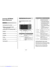 Lexmark XS795dte Quick Reference