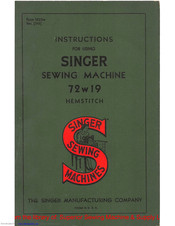 Singer 72W19 Instructions Manual