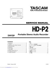 Tascam Frontier HD-P2 Service Manual