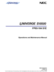 NEC SV8500 Operation And Maintenance Manual