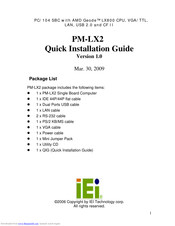 IEI Technology PM-LX2 Quick Installation Manual