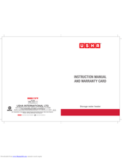 usha Verve 25L Instruction Manual And Warranty Card