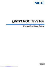 Nec UNIVERGE SV9100 User Manual