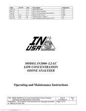 IN USA IN2000-L2-LC Operating And Maintenance Instructions Manual