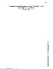 ThermoCet Hi-Fire Prominent Operating And Installation Instructions
