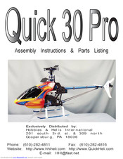 Hobbies & Helis Quick 30 Pro Assembly Instructions And Parts List