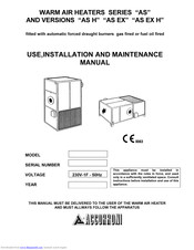 Accorroni AS H Use, Installation And Maintenance Instructions