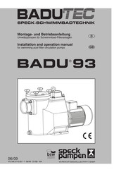 Badu Tec BADU 93/80 Installation And Operation Manual