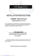 U.S. Range 836-1414-1 Installation Instructions Manual