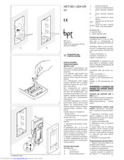 Bpt HET/301-304 VR Installation Instructions Manual